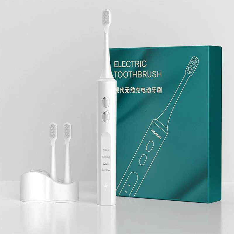 Smart Electric ultrasonic Toothbrush 4 Cleaning Modes High Frequency IPX7 Waterproof Wirelesss Charging Base DuPont Brush Head-image-1041599014