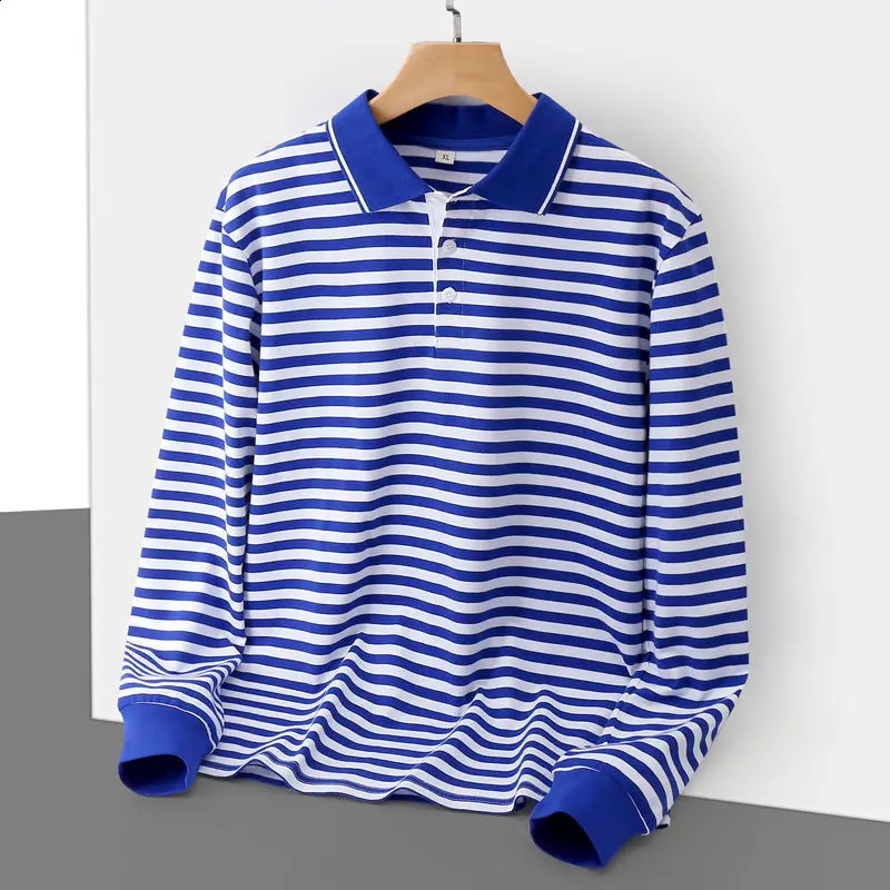 Fashion Lapel Button Casual Business Striped Polo Shirts Mens Clothing 2024 Spring Loose Allmatch Tops Korean Tee Shirt 250107Z