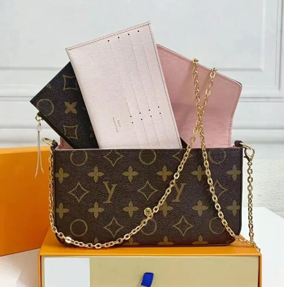 Top Quality 3 pcs / set femmes sac à bandoulière préféré multi pochette bandoulière sac à main messager sacs à main en cuir avec boîte et sac à p