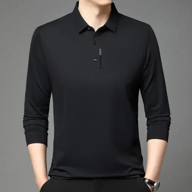 2025 Mens Casual Long Sleeved Polo Shirt with Thickened Velvet for Autumn and Winter Men Clothing 250107Z