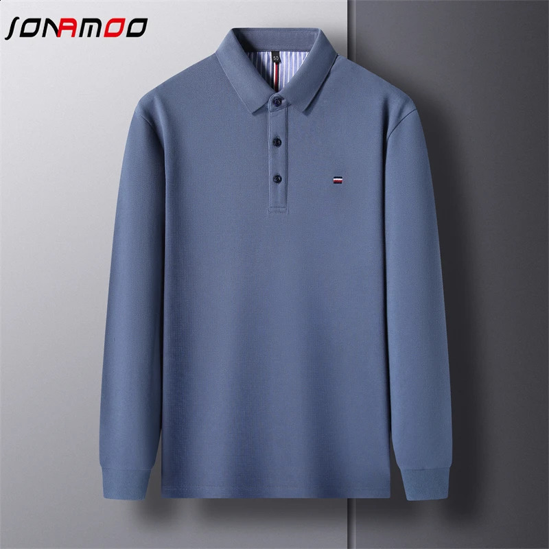 Mens Casual and Fashionable Embroidered Long Sleeved Polo Shirt Comfortable Breathable Versatile Summer Top 250107Z