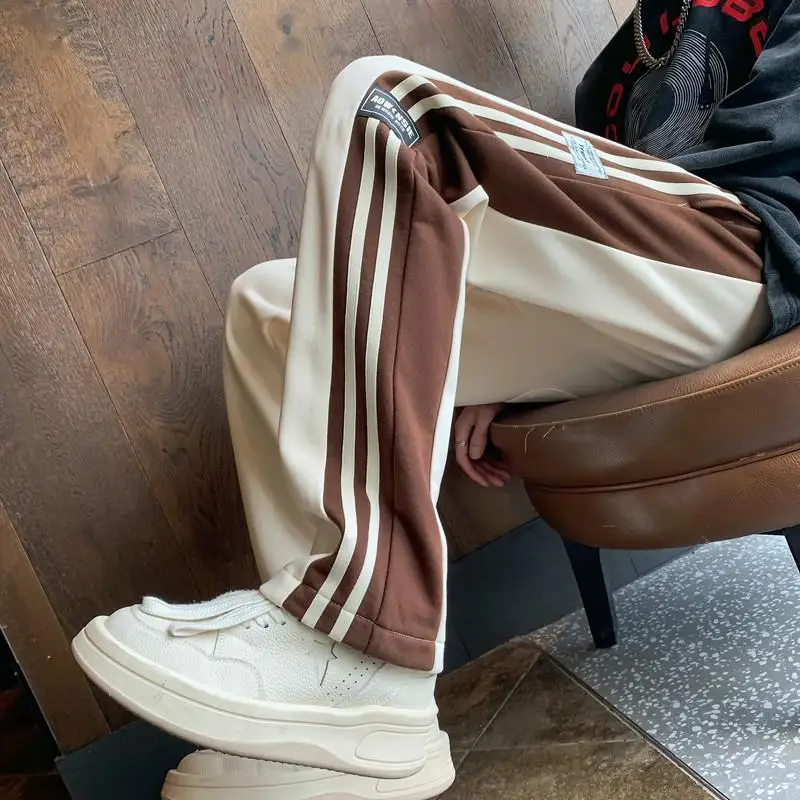 Goth Striped Straight Male Sports Pants Trousers Autumn and Winter Adult Sweat-shirt Luxury Welcome Deal Slacks Men's Sweatpants