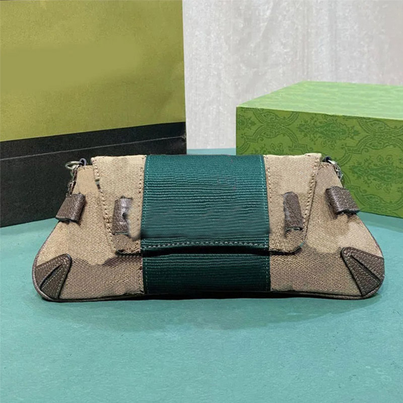 Women Flap Shoulder Bags Horsebit Chain Vintage Messenger Bag Canvas Handbag Red And Green Fabric Weaving Lady Clutch Fashion Pouch-image-924382491
