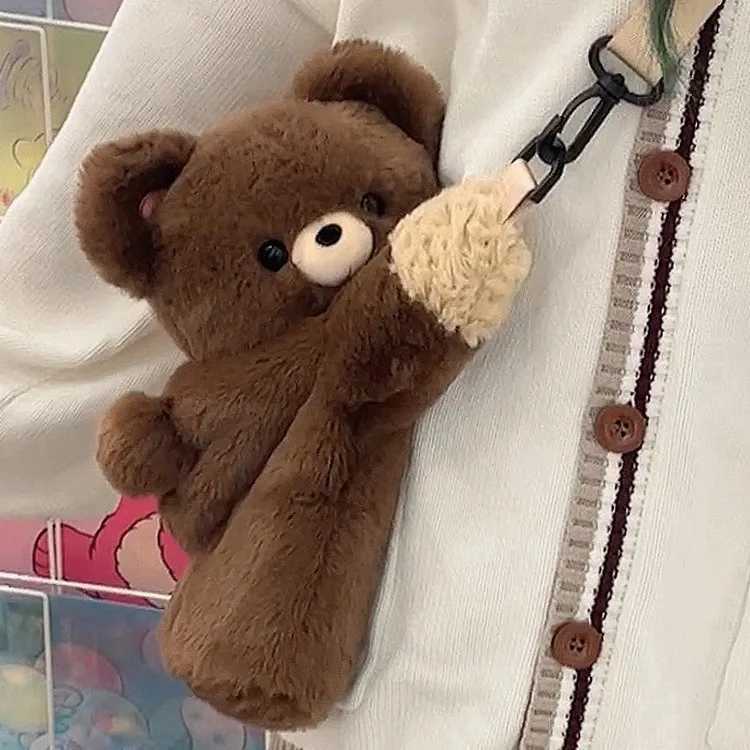 Zaino in peluche per bambola da cartone animato con personalità della ragazza, simpatico orsetto bruno da donna, borsa a tracolla Z250115
