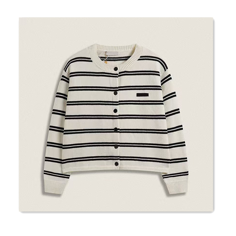 High quality womens sweater jacket designer sweater fashion striped knit sweater women versatile casual simple commuting multi-color womens sweater