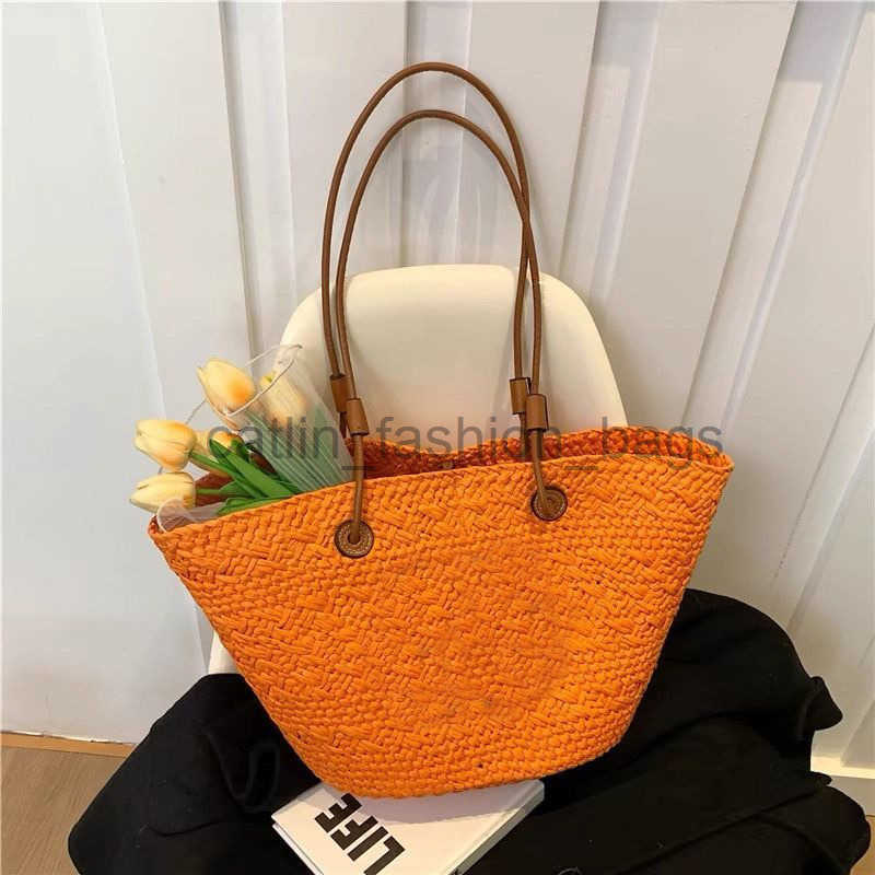 Sac de plage d'été en bord de mer tissé à la main, fourre-tout en paille de grande capacité, Design de couleur dégradée, sac à bandoulière de voy