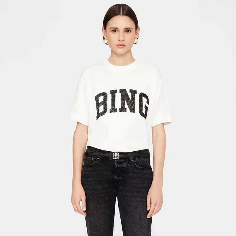 Women's T-Shirt AB Classic Letter white cotton T-shirt with sand dot print suitable for women aged 24 in the summer collection H25106