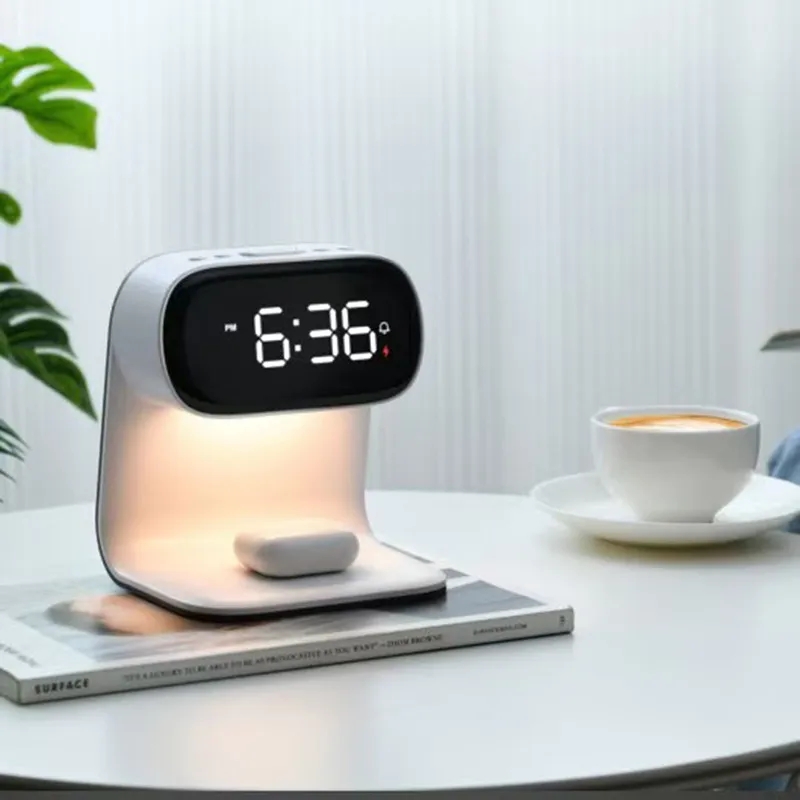 Wireless Charging Desk Clock with Built-in Nightlight Sleek Design Suitable for Students' Dorms-image-1042045347