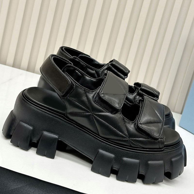 2025 Monolith nappas leather sandals designer triangle sandals womens spring summer sandals high quality soft comfortable leather footrests with sig
