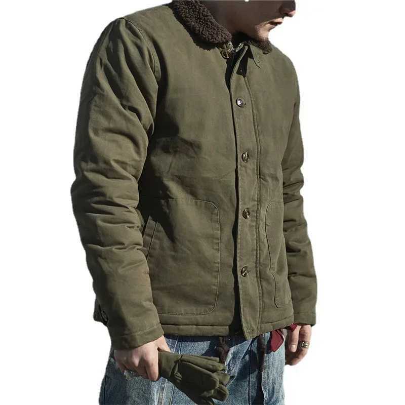 American Military Uniform Navy N USN Men Jacket Autumn Winter Thickened Cotton-padded Jacket Khaki Wool Coat Men Tops Cardigan W250116