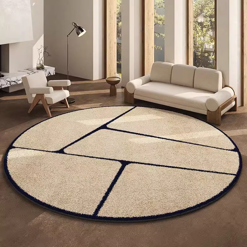 Round Floor Mat Imitation Cashmere Soft and Comfortable Carpet Bedroom Reading Area Decoration Bedside Carpet-image-1042092672