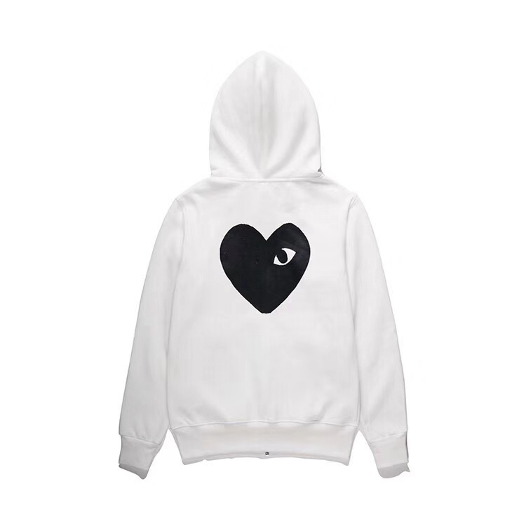 Japanese PLAY Hoodie Mens Women Designer Hoodie With Hat Cotton Sweatshirts Hooded Casual High Street Loose Pullover Cardigan Heart Sweaters Tops Be