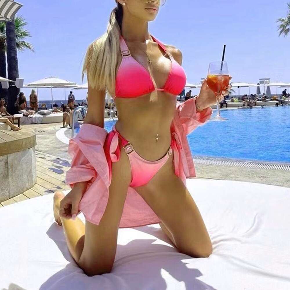2025 New Bikini Sexy Gradient Print Strap Luxury Crystal Vacation Swimsuit Triangl Bikini Luxury Swimsuit Swimsuits Designer Womens Sexy New Arrival