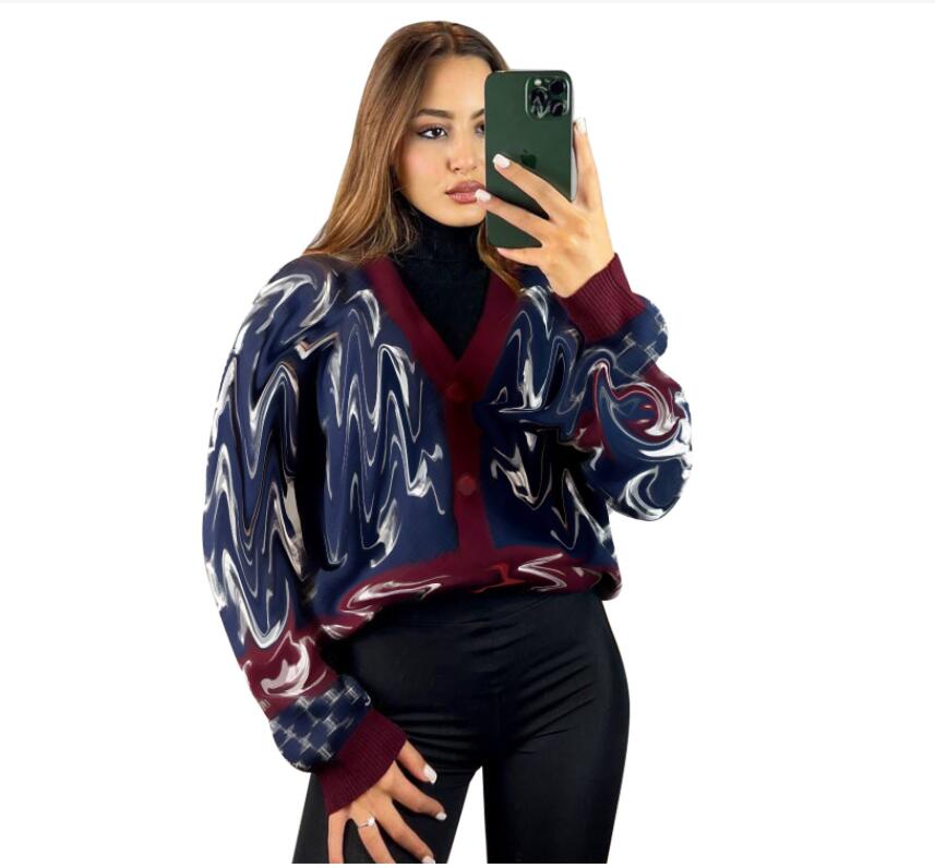 Pull à manches longues pour la veste de créateurs cardigan cachet en V V Voose de robe bouffée à rayures en vrac manteau