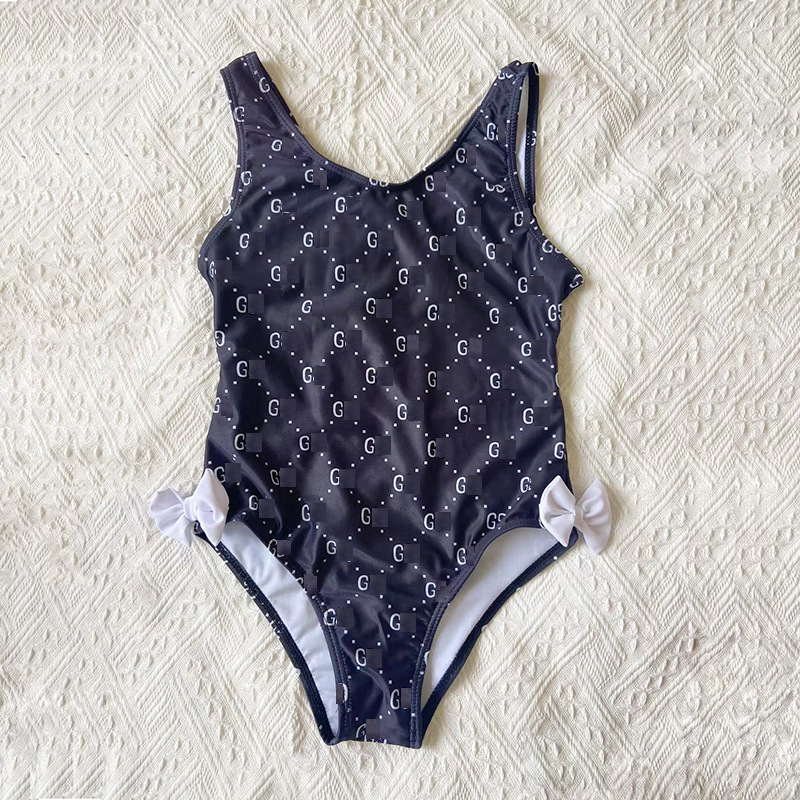 25ss Kids One-Piece Swimsuit Cute Summer Stripe Thread Head Check Pattern Girl Swimsuit Set Fashion Comfortable Clothes Children&#039;s Bikinis K-image-1042386369