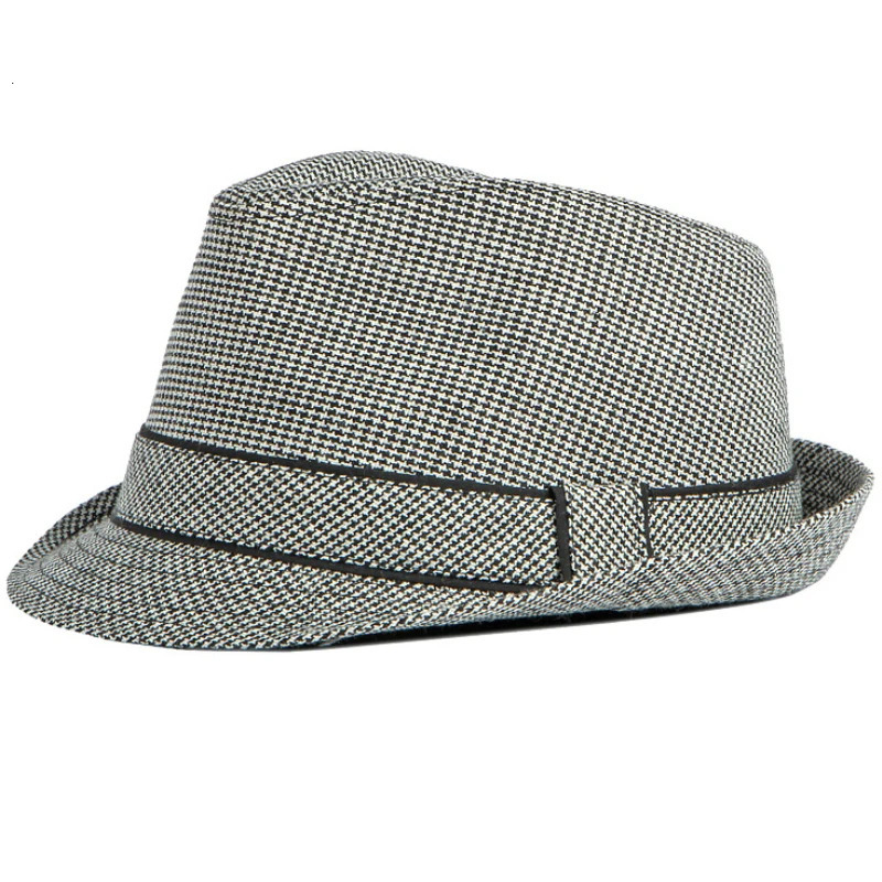HT3956 Spring Autumn Hat Men Women Vintage Fedoras Retro Plaid Trilby Short Brim Fedora Hat Male Female Derby Jazz Hat 250110BJ