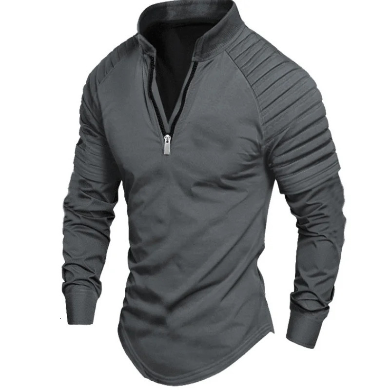 Mens POLO shirt Spring and autumn plaid solid color daily home outdoor sports leisure street fashion longsleeved top 250107Z