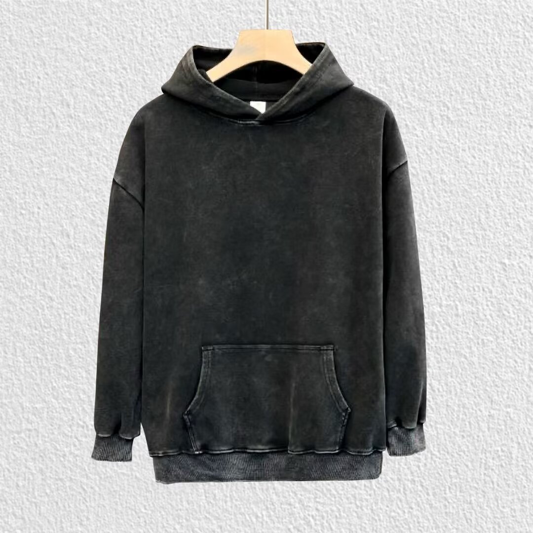(399) Sweat-shirt à capuche en détresse lavée de style américain