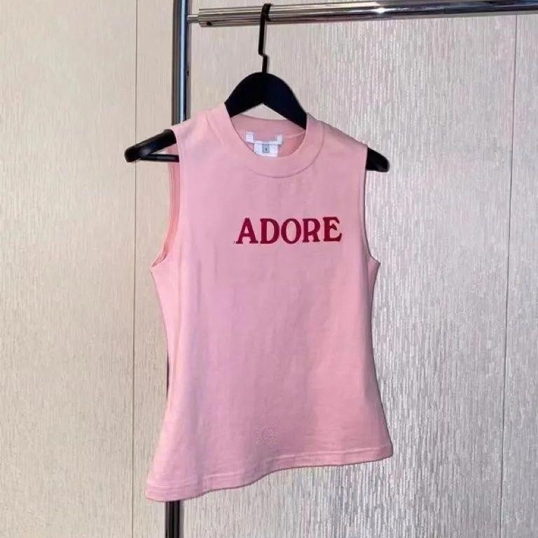 Gilet T-shirt sans manches pour femmes européennes et américaines d'été, débardeur haut à col rond en pur coton, coupe ajustée, pull tricoté haut
