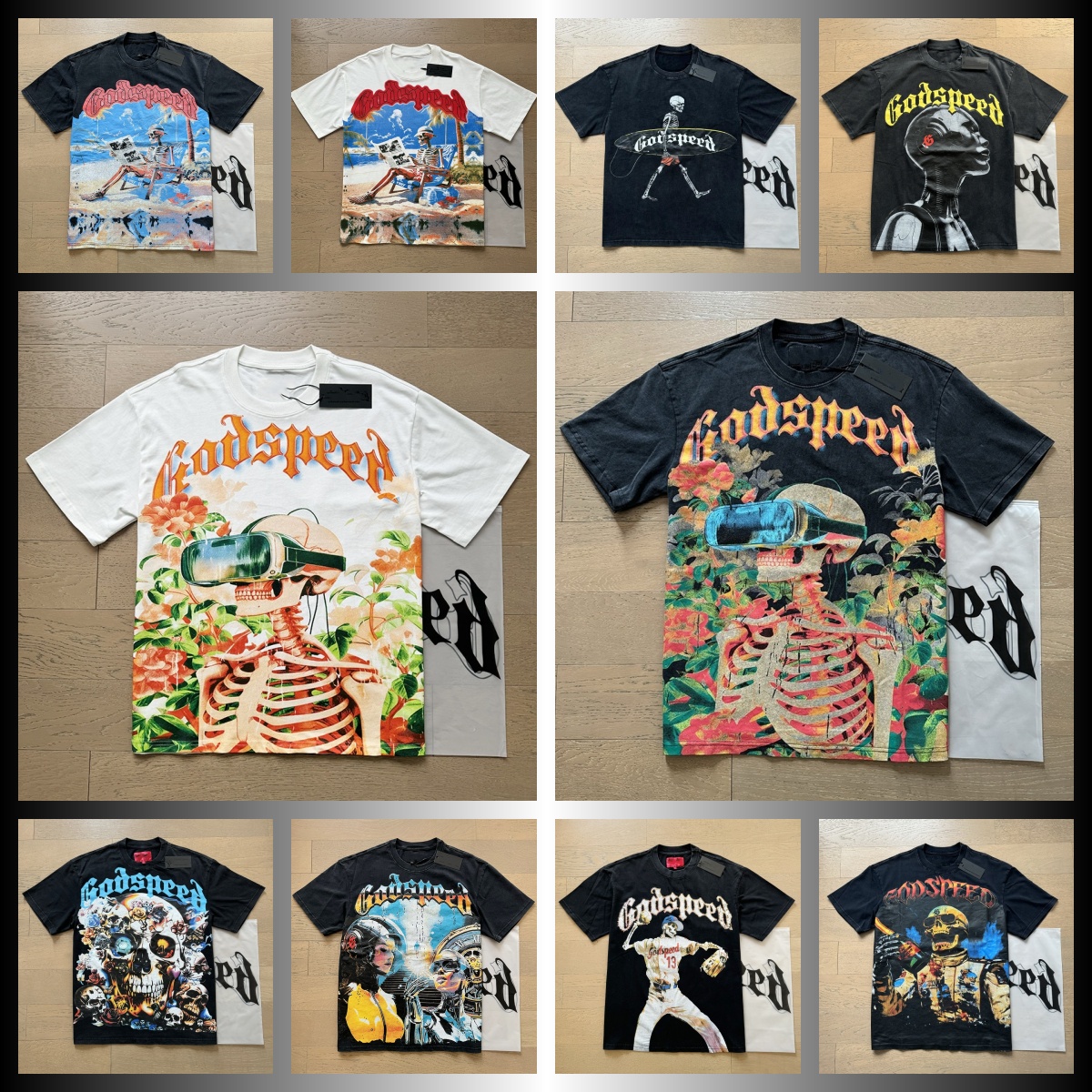 Designer men's Godspeed T-shirt Men's Women's T-shirt Fashion Couple Clothing T-shirt Washed lettering casual street wear EU size S-X