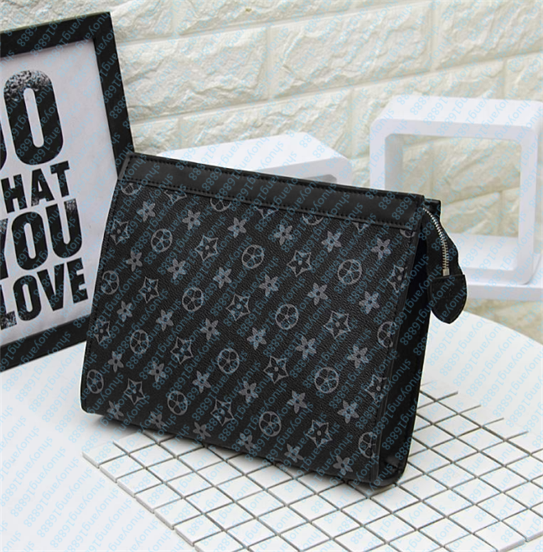 2024 High Quality New Hand bag Travel Toiletry Pouch 26cm Protection Makeup Clutch Leather Waterproof Cosmetic Bags Men Women Purse