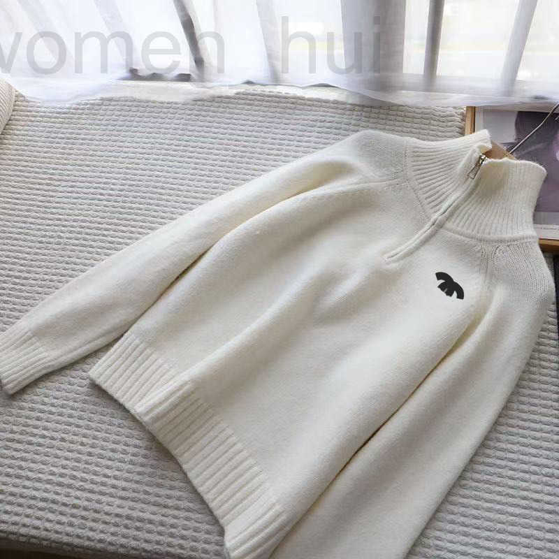 designer Cashmere Sweater Womens jackets Designer brand Classic Letter C embroidered stand collar half zip pullover sweater Fashion casual simple wh