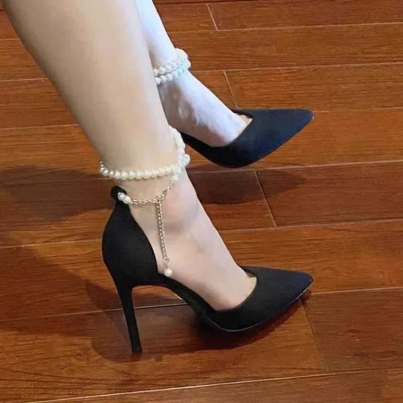 H 2024 New Fashion Sexy Single Shoes Baotou Stiletto Beaded Wens High hot Heel Sandals Zapatos Mujer Z250121