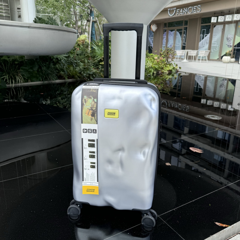 Damaged Style Carry on Luggage Set Trendy Retro Concave Convex Suitcase PC Super Light Convenient Business Travel Trolley Case-image-755830452