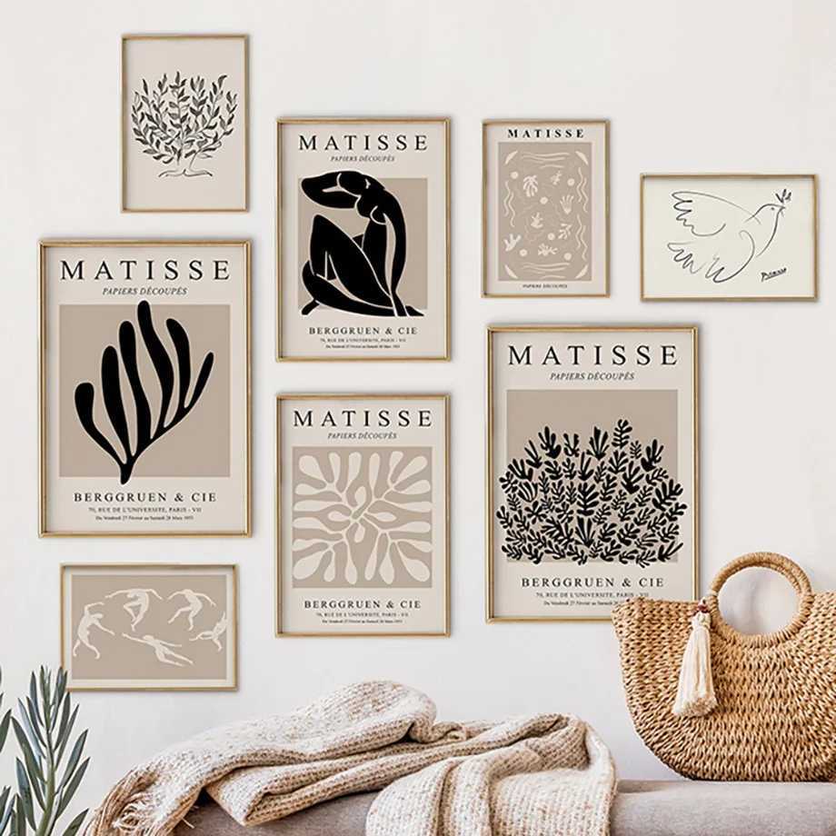 Vintage Abstract Matisse Posters Girl Coral Pigeon Wall Art Canvas Painting Prints Pictures For Living Ro Interior He Decor Y250122-image-1042826135