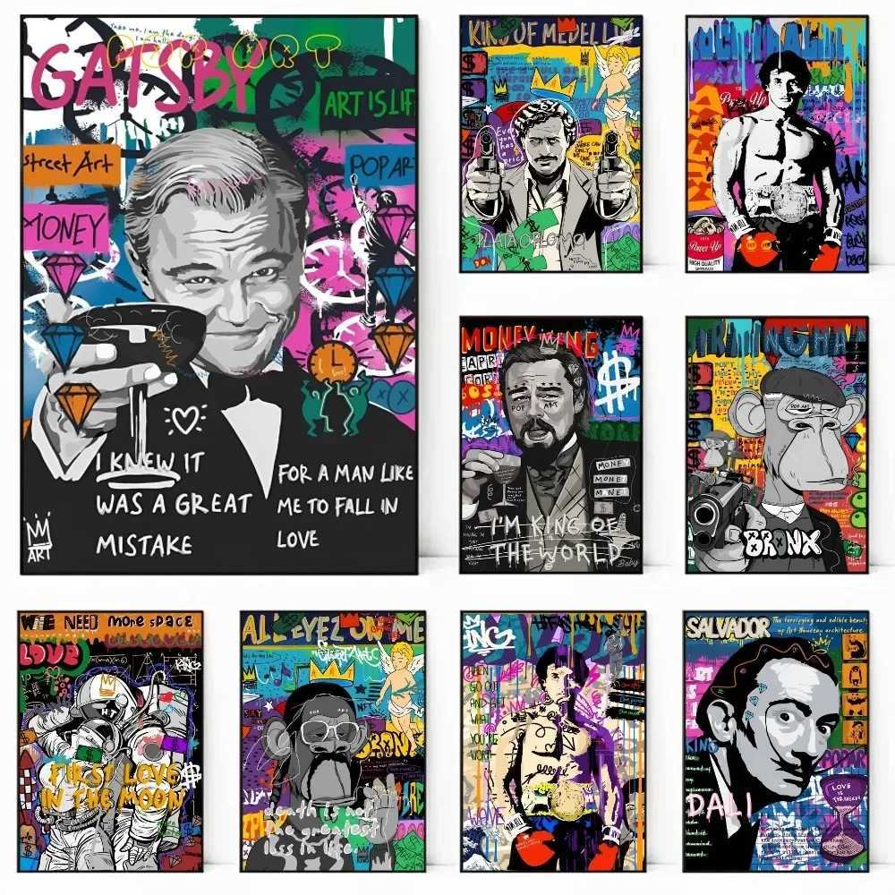 Abstract Graffiti Picture Canvas Wall Sticker Banksy Art Portrait real Bedro Living Room A Decor Hanging Painting Y250122-image-1042819612
