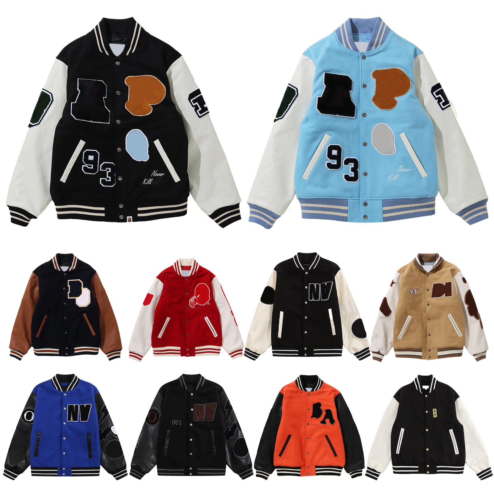 Designer Mens Jackets Baseball Coats Womens Fashion Autumn Winter Vintage Jacket Applique Embroidery Pattern Trench Coat Men Clothing Size M-3XL