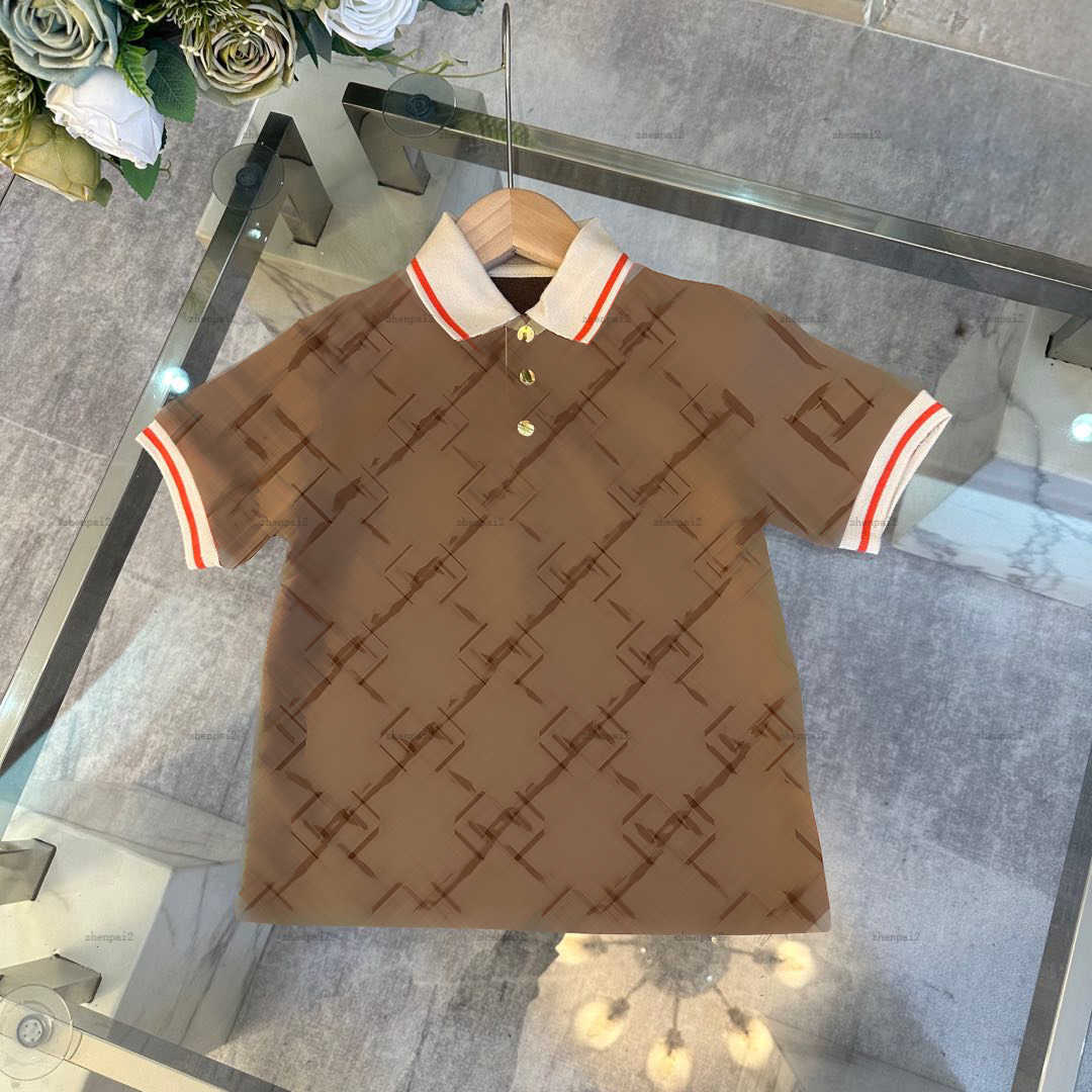 Luxury kids POLO shirt logo grid design baby lapel tees kids designer clothes summer High quality Short sleeve boy girl T-shirt-image-1042835956