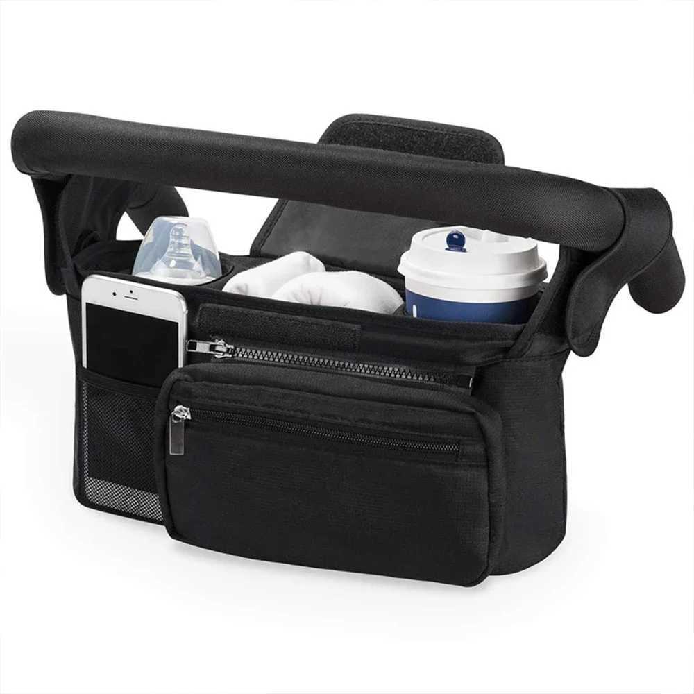 Universal Baby Stroller Organizer with Insulated Cup Holder Detachable Phone Bag Shoulder Strap Fits and Pet StrollerC250326-image-1050599136