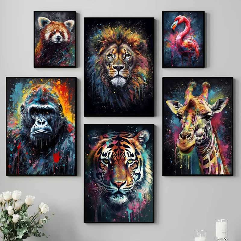 Lion Tiger Portrait Poster Print Giraffe Canvas Painting Abstract Graffiti Wall Art Picture Living Room A Decor Y250122-image-1042821318