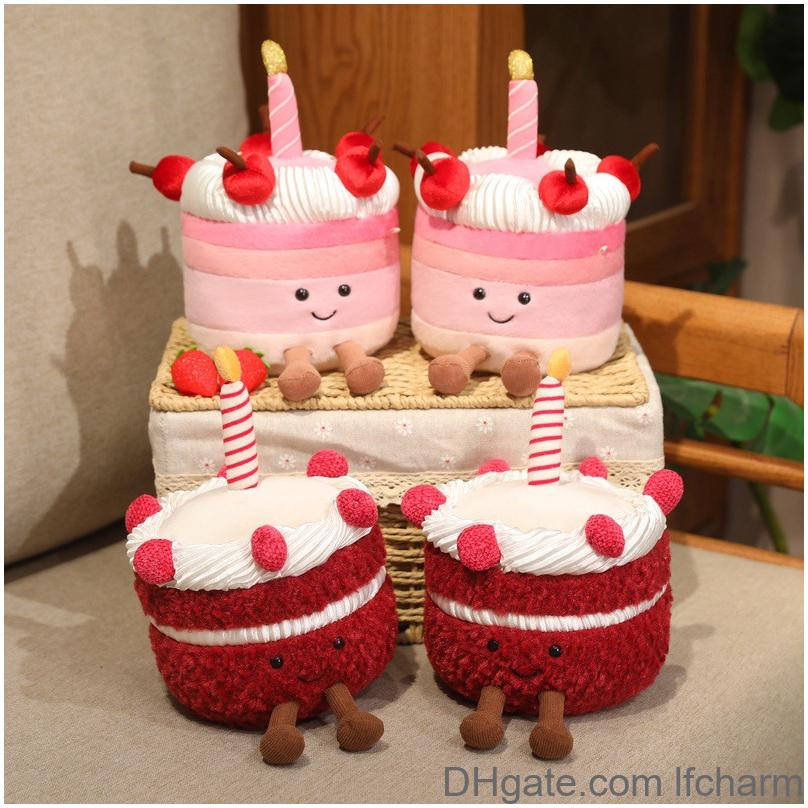 Poupées en peluche, série de gâteaux en gelée d'animaux, jouet en velours cerise, doux, câlin, cadeau d'anniversaire pour meilleur ami d'enfant,