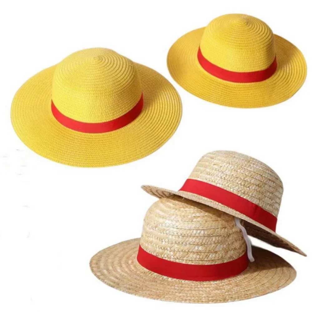 New Luffy Straw Hat Anime Cartoon Cosplay Accessories Caps for Women Men Children Fashion Cute Summer Yellow Sun Hat Sunshade M250121