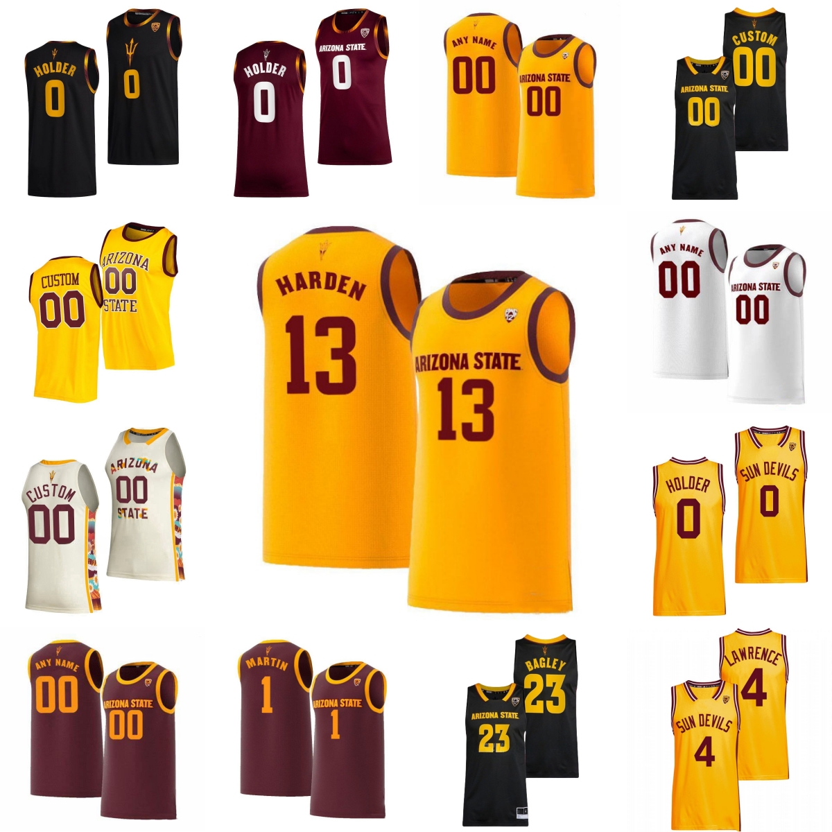 S-6XL Arizona State Sun Devils College Basketball 1 Frankie Collins Jerseys 5 Jamiya Neal 8 Alonzo Gaffney Selebangue 0 Kamari Lands 3 Brycen Lon-image-944113675