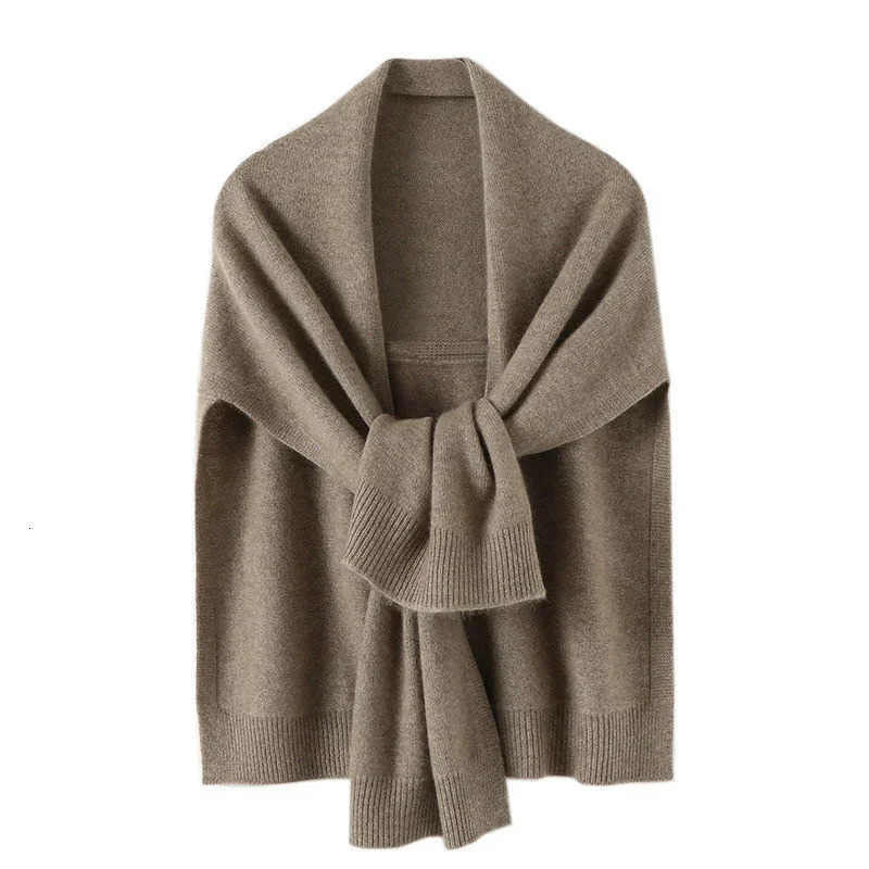 Shawl Knitted Tops Cape Autumn Winter Korean Fashion Sweter Damski Warm Wild Solid Scarf Cardigan Poncho 2024 Ropa Mujer 250107Z 7f
