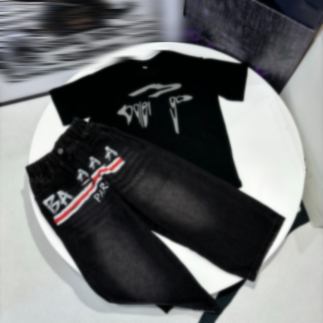 child set baby Designers t-shirts kid jeans pant Children's sportswear jersey summer luxury girl boy Two-piece Hot selling 10000 Fitness Bre