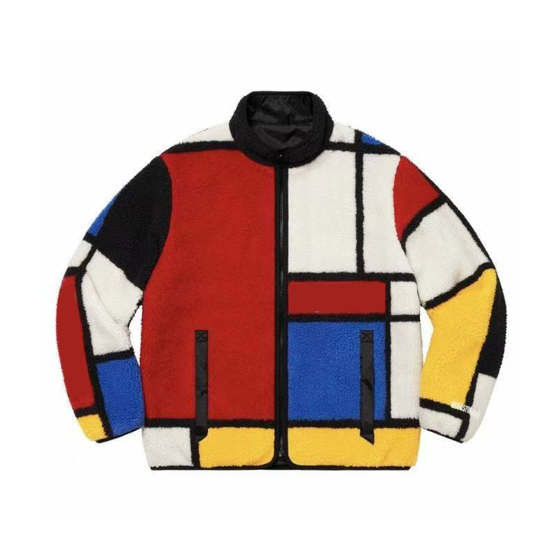 Reversible Coat Spliced Jacket Fleece Jackets Men and Women Casual High Street Clothing Colorful Lamb Winter Tops Windbreaker-image-882972461