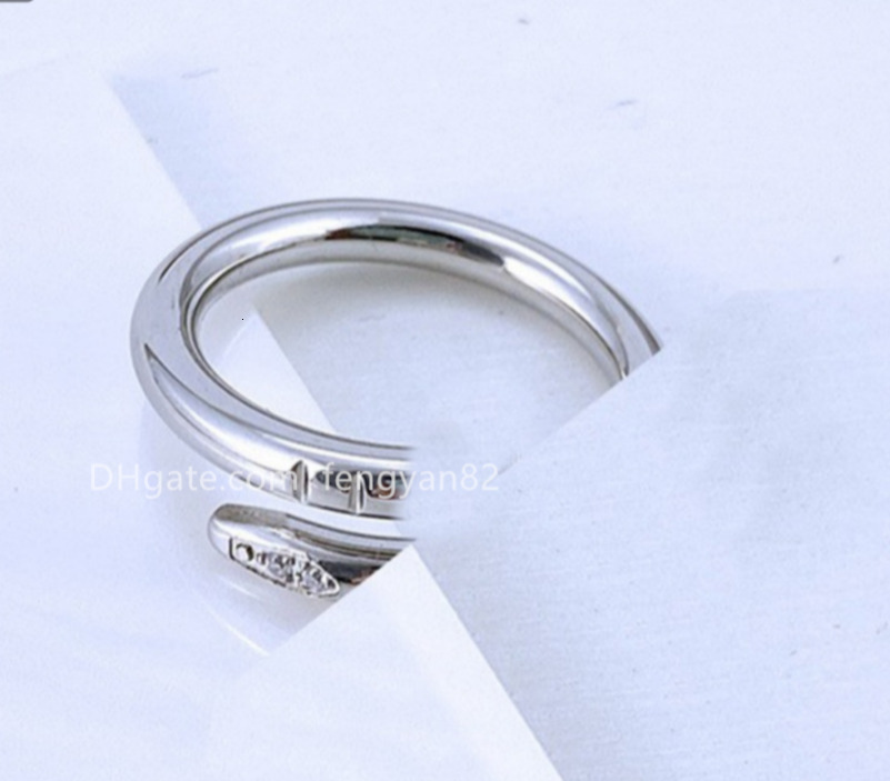 Love Rings Womens Band Ring Jewelry Single Nail European/ American Fashion Street Casual Couple Classic Gold Silver Rose Optional Size5-10 Christ-image-713894130