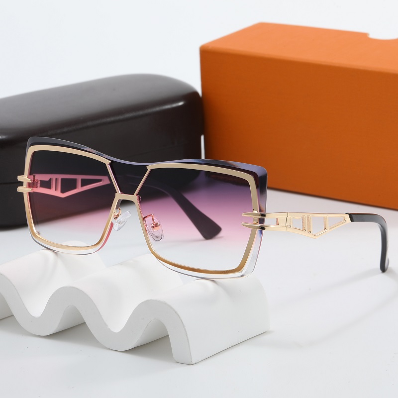 With Box Designer Sunglasses Luxury Eyeglasses Brand Glasses Fashion Black Brown Gold Grey Unisex Vintage Full Frame Summer Beach Goggle Shading Pol