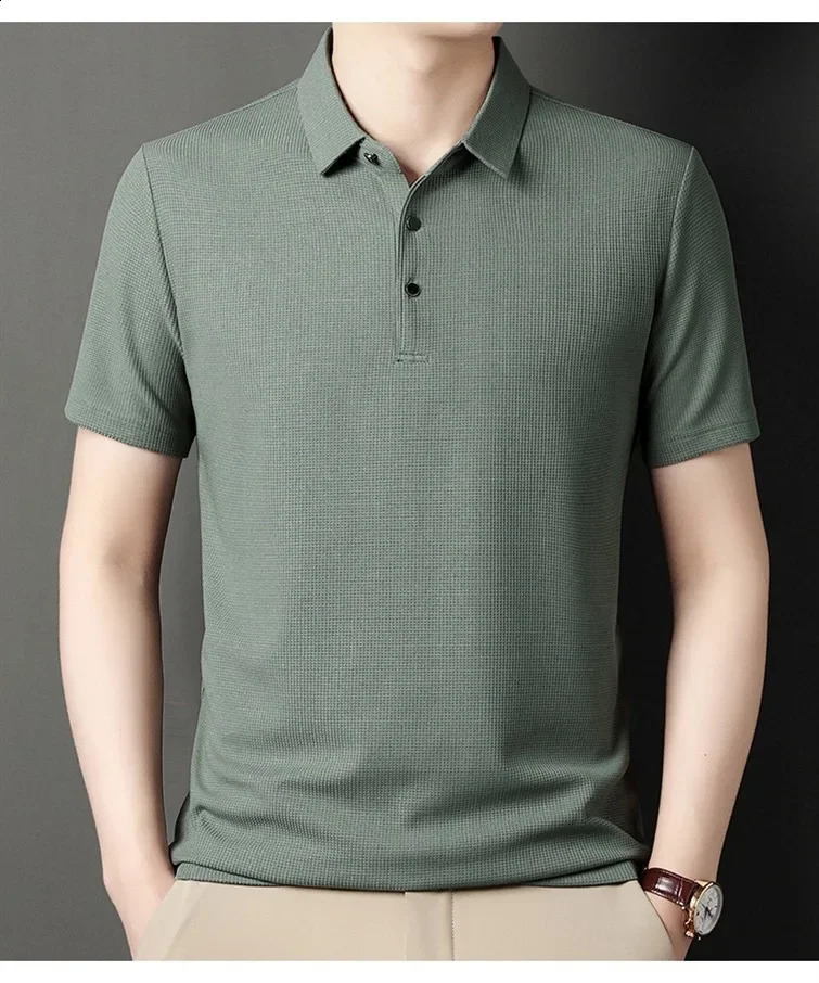 7 Colors Mens Short Sleeved Lapel Polo Shirt Loose Fitting Mens Trendy Top Summer Solid Color T-shirt 250122