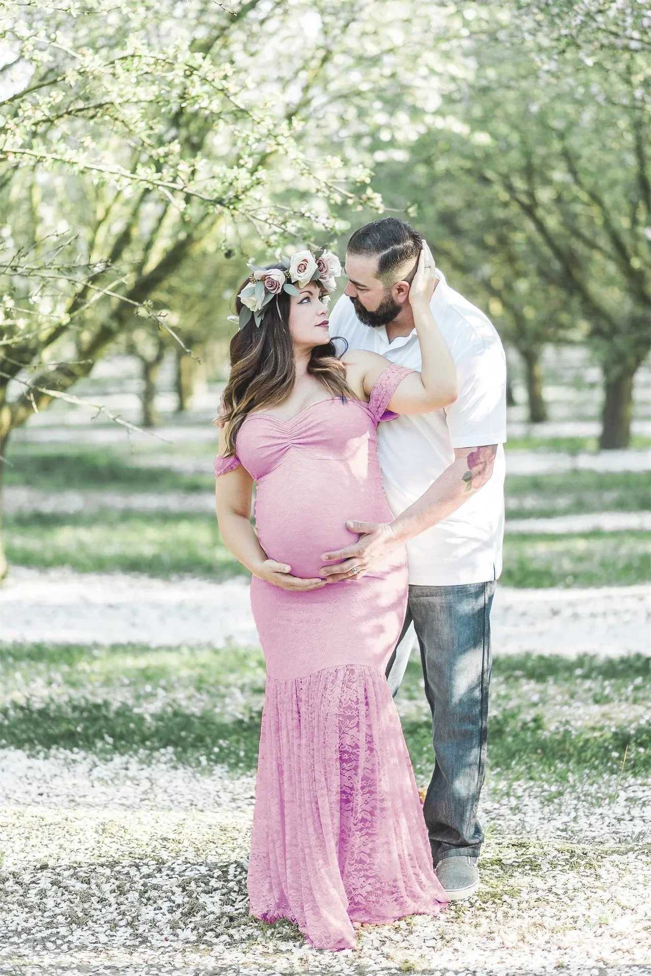 Lace maternity dress off shoulder for pregnant women maternity dress photo shoot sexy clothing photo props M260226-image-1095548090