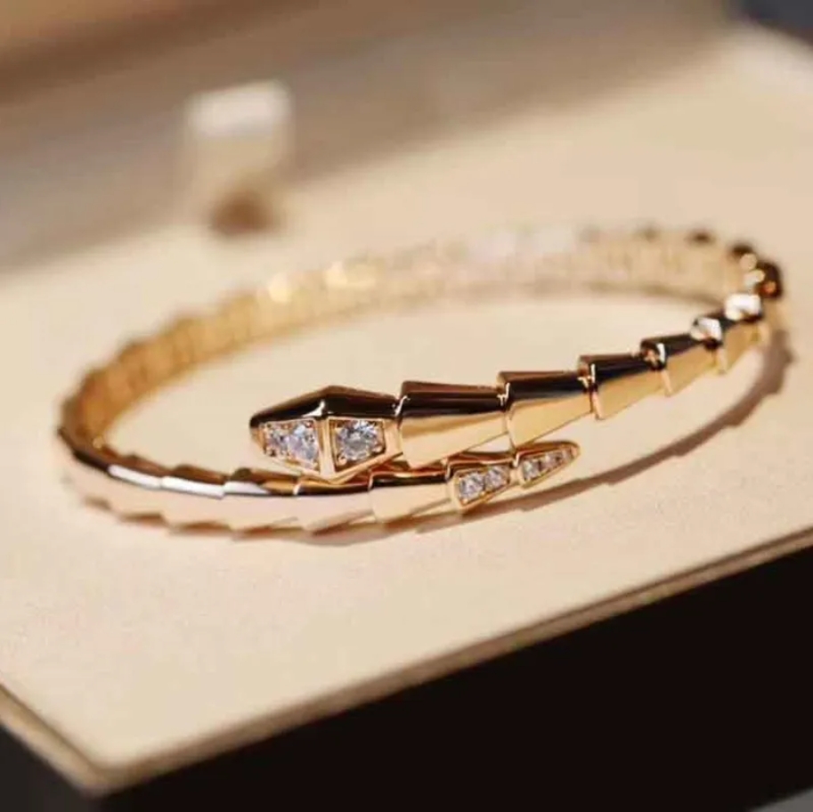 Chains Designer Narrow Single Circle Snake Designer Snake High Quality 18k Gold Plating Serpentine s Diamond Bangle Party Birthday Jewelry Gift mihe