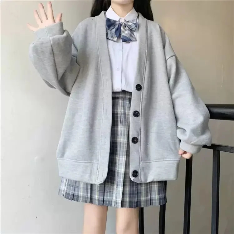 Japanese Cardigan Sweater Womens Spring and Autumn Versatile Student Loose Button Coat College Style Wear 250107Z