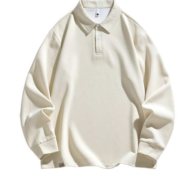 80 Men Long-sleeved Autumn and Winter Heavy Loose Solid Color Lapel Youth Casual