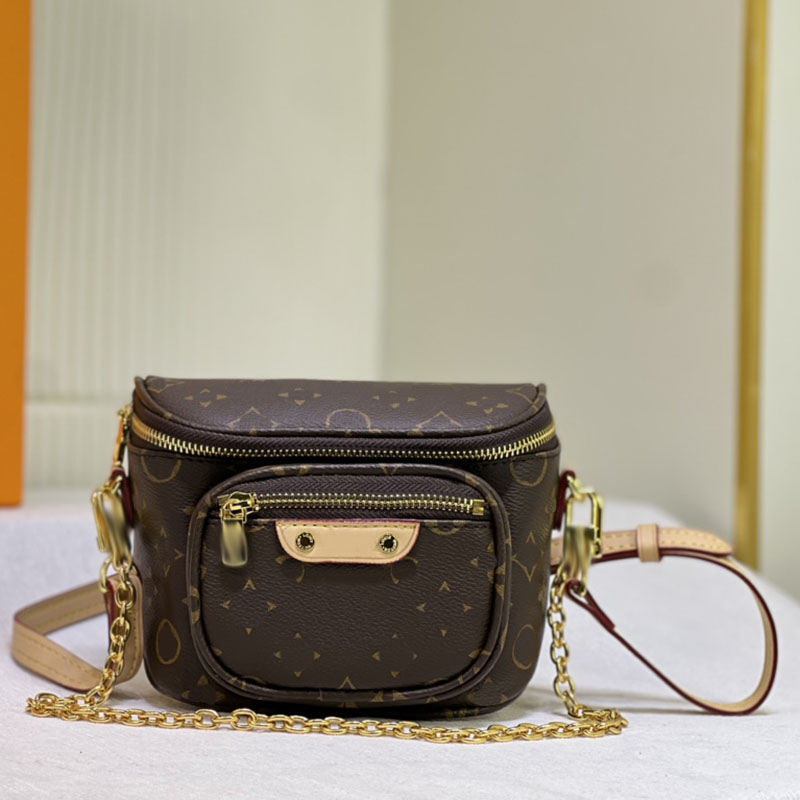 Créateur de mode Mini Bumbag Femmes Sacs de taille Marron avec pochette facile sur sangle Fannypack Sac de ceinture pour hommes Bandoulière Fanny