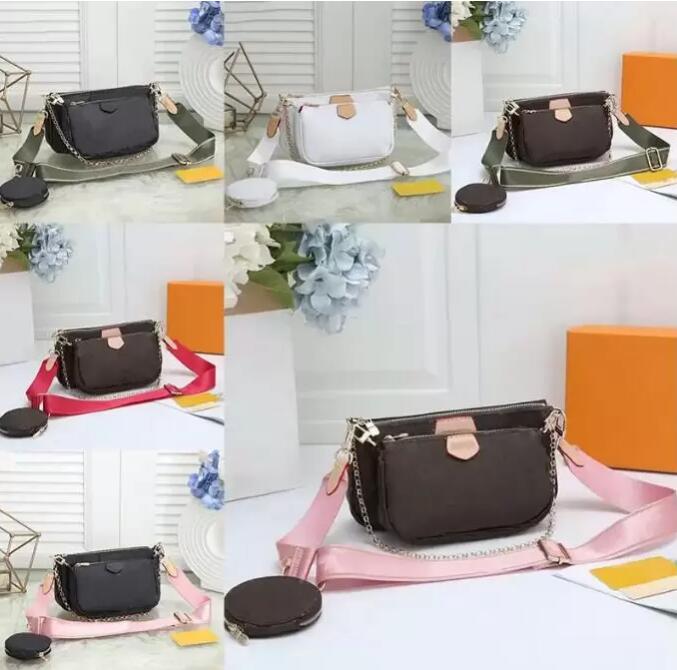 Designer Sac à main Femme Old Flower MULTI POCHETTE Marron Trois en Un Sac épaule Sept couleurs Bandoulière Pochette Combo Embossé Mode Luxe Mess