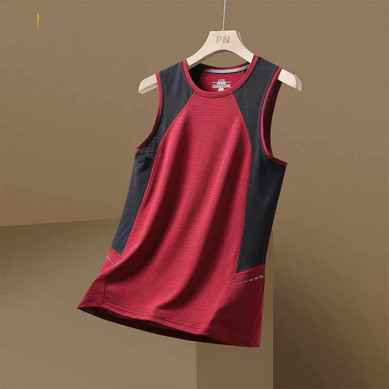 Short Sleeve Vest Mens For Summer Patchwork Black Red Tshirt GYM Tank Top Tees Fashion Clothes OverSize 3XL O NECK 250108